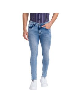 Parx - Skinny Cropped Fit Solid Blue Jeans