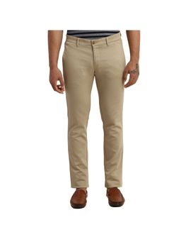 Parx - Tapered Fit Printed Khaki Trouser