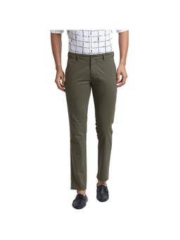 Parx - Tapered Fit Solid Dark Green Trouser