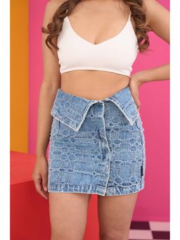 The Clothing Factory - Emily In Paris: Distressed Plaid Denim Skirt