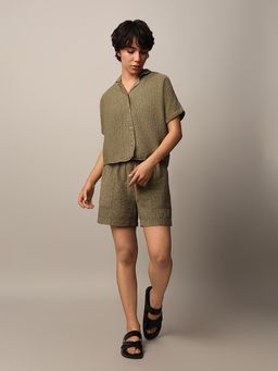 ONLY - Women's Regular Fit Olive Shirt