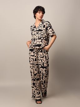 ONLY - Women's Regular Fit Printed Beige Shirt