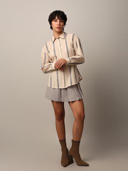 ONLY - Women's Loose Fit Beige Shirt