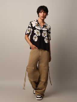 ONLY - Women's Regular Fit Floral Black Shirt