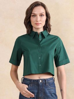 RAREISM - Nomoi Dark Green Boxy Crop Shirt