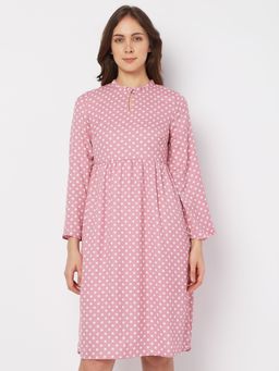 VERO MODA - Women Polka Dotted Casual Pink Dress