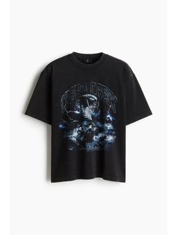 H&M - Men Blue Loose Fit Printed T-Shirt