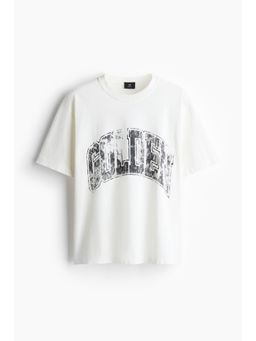 H&M - Men Blue Loose Fit Printed T-Shirt