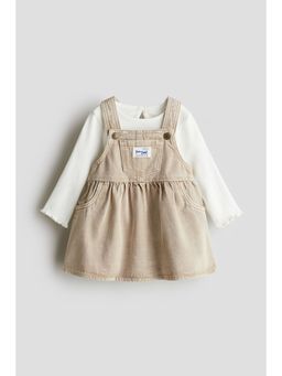 H&M - Girls Beige 2-Piece Denim Dress And Top Set
