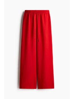 H&M - Women Red Linen-Blend Trousers