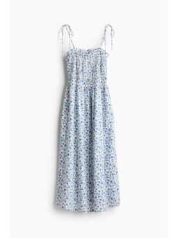 H&M - Women White Smocked Tie-Strap Dress