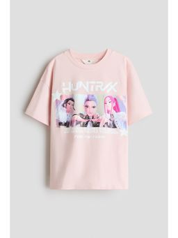 H&M - Girls Pink Printed Cotton T-Shirt