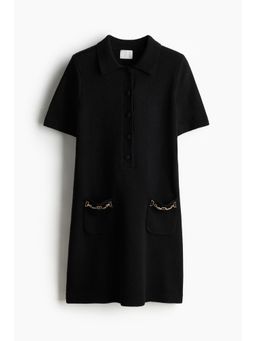 H&M - Women Black Chain-Detail Knitted Dress