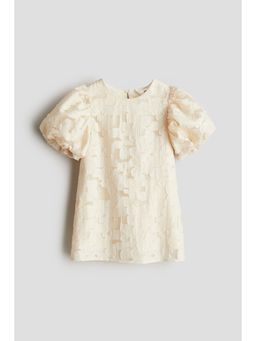 H&M - Girls Beige Jacquard-Weave Dress