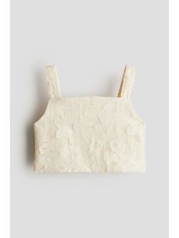 H&M - Girls Beige Jacquard-Weave Crop Top