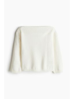 H&M - Women White Purl-Knit Boat-Neck Jumper