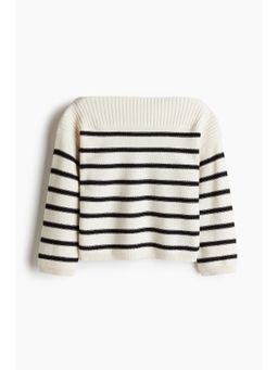 H&M - Women White Purl-Knit Boat-Neck Jumper