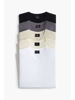 H&M - Men 5-Pack Slim Fit V-Neck T-Shirts