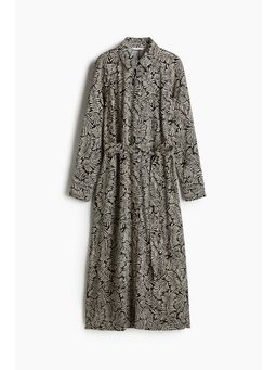 H&M - Women Black Tie-Belt Viscose Shirt Dress