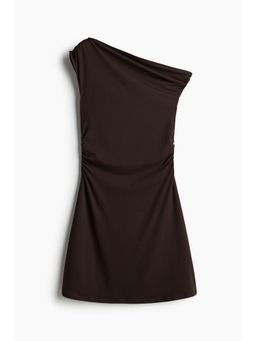H&M - Women Brown Twist-Detail One-Shoulder Dress