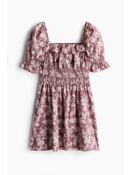 H&M - Women Pink Frill-Trimmed Cra pe Dress