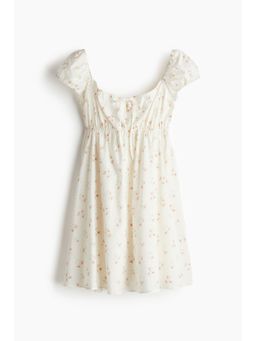 H&M - Women White Drawstring-Detail Fla-Skirt Dress