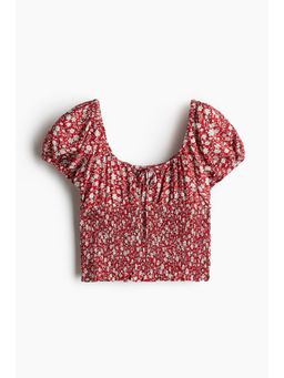 H&M - Women Red Smocked Viscose Blouse