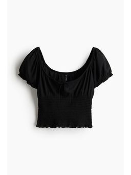 H&M - Women Black Smocked Viscose Blouse