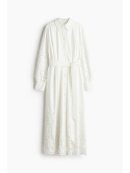 H&M - Women White Broderie Anglaise Shirt Dress