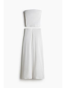 H&M - Women White 2-Piece Ribbed Top And Trousers