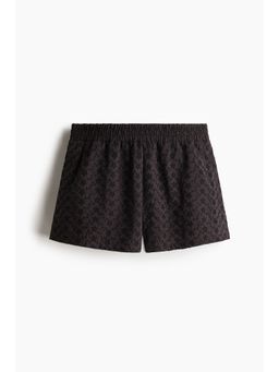 H&M - Women Black High-Waisted Broderie Anglaise Shorts