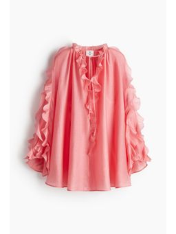 H&M - Women Pink Long-Sleeved Ruffled Dress