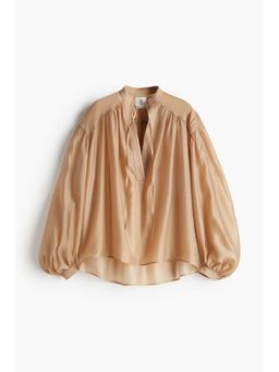 H&M - Women Beige Balloon-Sleeved Blouse