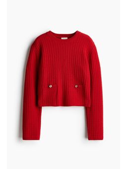 H&M - Women Red Moss-Knit Jumper