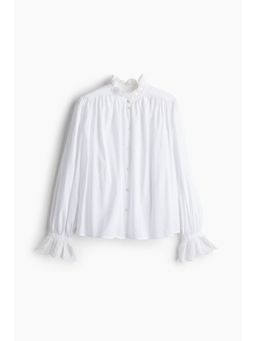 H&M - Women White Broderie Anglaise-Detail Blouse