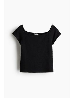 H&M - Women Black Textu Jersey Top