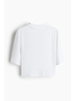H&M - Women White Turtleneck Microfibre Top