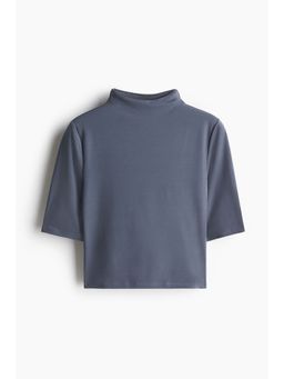H&M - Women Grey Turtleneck Microfibre Top