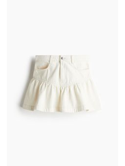 H&M - Women White Peplum-Hem Denim Skirt