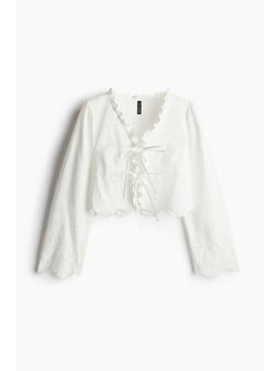 H&M - Women White Broderie Anglaise Cotton Blouse