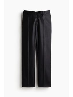 H&M - Women Black Wool-Blend Wrapover-Waist Trousers