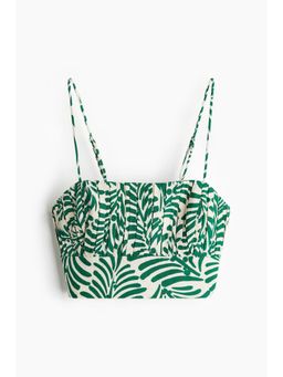 H&M - Women Green Linen-Blend Cropped Top