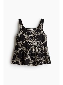 H&M - Women Black Embroidered Vest Top