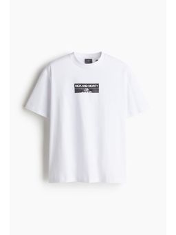 H&M - Men Blue Loose Fit Printed T-Shirt