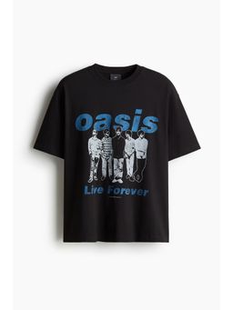 H&M - Men Blue Loose Fit Printed T-Shirt