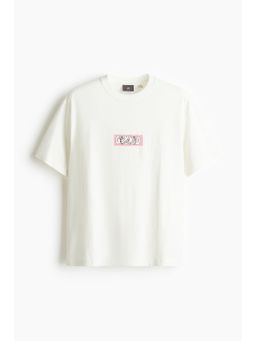 H&M - Men White Loose Fit Printed T-Shirt