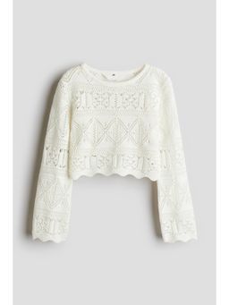 H&M - Girls White Pointelle-Knit Cropped Top