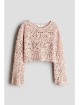 H&M - Girls White Pointelle-Knit Cropped Top