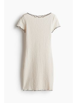 H&M - Women Beige Overlock-Detail Crinkled Dress