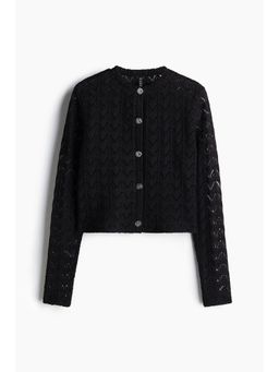 H&M - Women Black Pointelle-Knit Cardigan